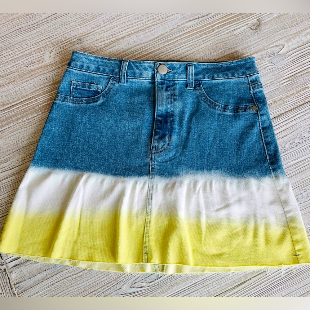 Denim Mini Skirt with Tie Dye